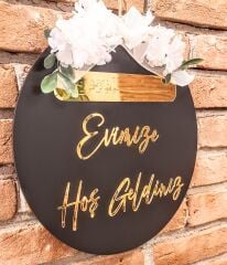 Siyah Gold Yazılı İsme Özel 30 X 30 Cm Kapı Süsü