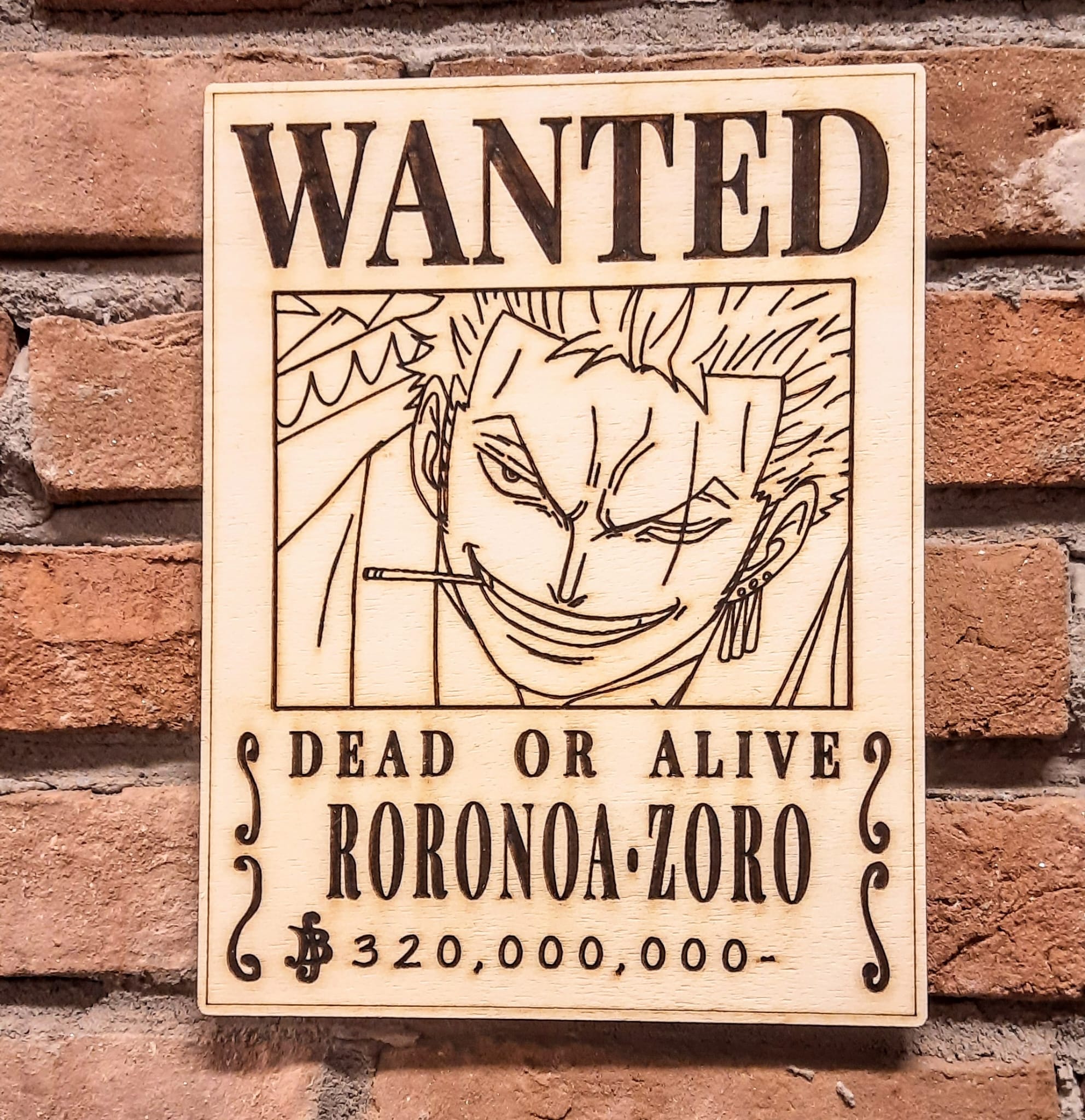 Anime Duvar Dekorasyon Wanted Roronoa Zoro