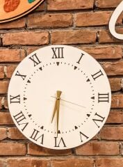 Dekoratif Ahşap Duvar Saati - Sessiz Mekanizma - 40 Cm